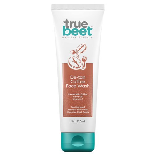 Truebeet De-tan Coffee Face wash For Tan, Dark spots removal & Prevent fine lines Infused with Arabic Coffee, Clove oil & Vitamin C for All skin Type |120ML (Men & Women)