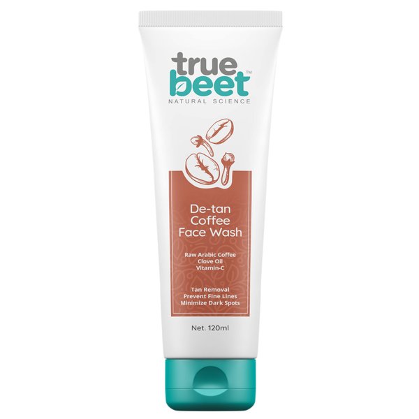 Truebeet De-tan Coffee Face wash For Tan, Dark spots removal & Prevent fine lines Infused with Arabic Coffee, Clove oil & Vitamin C for All skin Type |120ML (Men & Women)