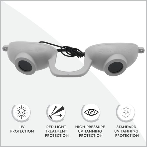 Super Sunnies EVO Flex Tanning Goggles - FDA Compliant Tanning Glasses - UV Tanning Bed Goggles For Tanning Eye Protection - Allows Visibility - With a Clear Case/Box (Lavender)