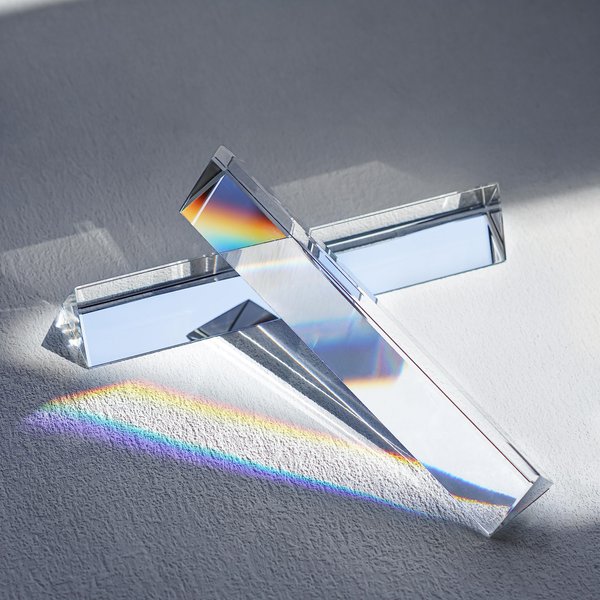 QFkris 2 Pack 6inch Crystal Optical Glass Triangular Prism Clear Triple Prism for Photography Effects Physics Teaching Light Spectrum Optics Kits,Clear