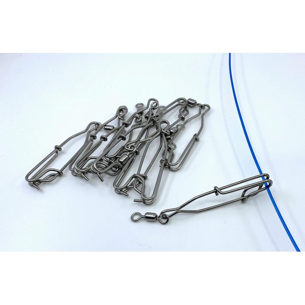 Decoy Long Line Clips Stainless Steel Pack of 10-3" with 2/0 Swivel