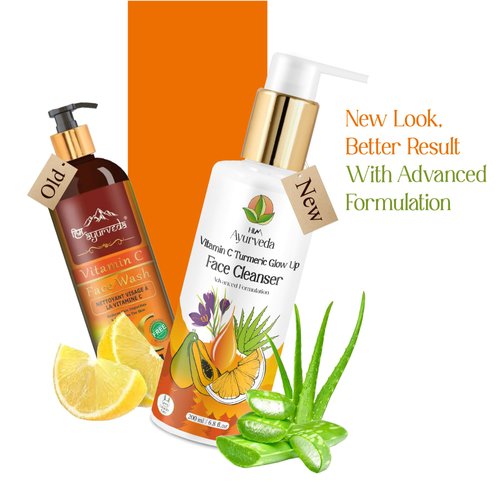HIM AYURVEDA VITAMIN C FACE WASH ERICHED WITH LEMON, HONEY,PAPAYA,TURMERIC, ALOE VERA AND KASHMIRI SAFFRON - NO PARABENS, SULPHATE, SILICONES, 200ML