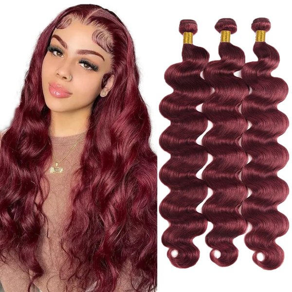 28 30 32 Inch 99J Human Hair Bundles Wine Red Body Wave Human Hair Bundles Brazilian Unprocessed Virgin Hair 3 Bundles Burgundy Body Wave Bundles 99J Bundles Hair Weave