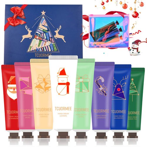 Hand Cream Gift Set,8 Pack Travel Size Nourishing Hand Cream Set with Natural Shea and Vitamin E+Cosmetic bag, Moisturizing & Hydrating for Dry Hands, Ideal Gift for Women/Men/Birthday