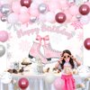 Balterever Ice Skating Birthday Party Decorations for Girs Pink Skating Theme Birthday Decorations with Ice Skating Happy Birthday Backdrop for Winter Snow Birthday Ice Skating Birthday Party Supplies
