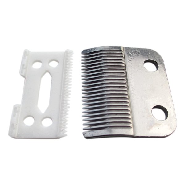 Professional Adjustable Replacement Blades Set #1006-30-15-10 for Wahl 8504 Hair Clippers, 1 Carbon Steel Fixed Blades, 1 Ceramic Moving Blade, Compatible w/Wahl Super Taper Hair Clippers (Silver)