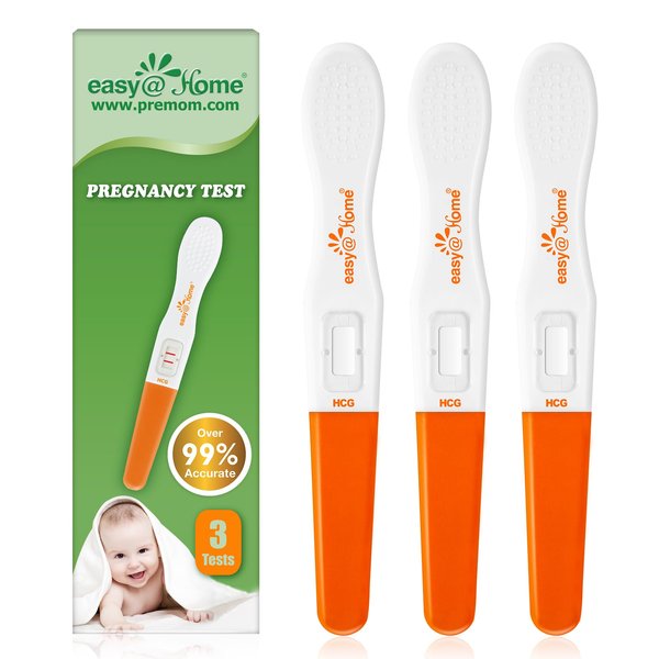 Easy@Home 3 Pregnancy Test Sticks - hCG Midstream Tests, Powered by Premom Ovulation Predictor iOS and Android App