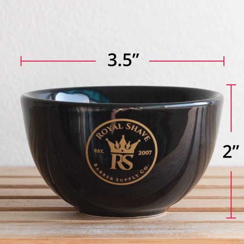 ROYAL SHAVE Ceramic Textured Shaving Bowl – Shave Soap & Shaving Cream Dish, Textured for Rich Lather (Black)