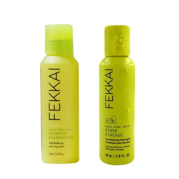 FEKKAI Apple Cider Detox Rinse (2 oz) + Detox Shampoo (2 oz) - Travel Size - Salon Grade, EWG Compliant, Vegan & Cruelty Free - Promotes Hair & Scalp Health