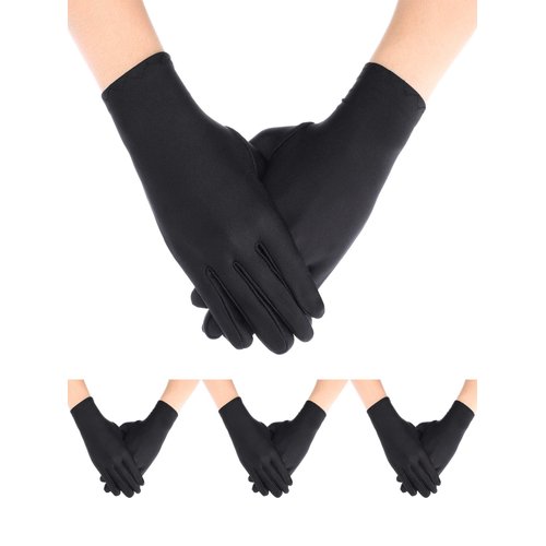 Sumind 4 Pairs Uniform Gloves Costume Gloves Dress Gloves for Man Police Formal Tuxedo Guard Parade Costume (Black)
