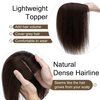 SEGO Hair Toppers for Women Real Human Hair No Bangs 130% Density 10 * 12CM Silk Base 100% Remy Human Hair Clip in Top Wiglet Hair Pieces for Thinning Hair-18 Inch Dark Brown