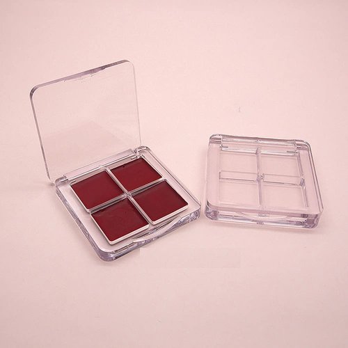 luzen 3Pcs Empty Eyeshadow Palette Box Clear Plastic DIY Refillable 4 Grids Makeup Eyeshadow Powder Blush Lipstick Containers Square Small Case for Women Daily and Travel Use