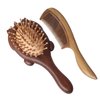 Rhinenet 2PCS Handmade Green Sandalwood Wooden Hair Comb Cute Animal Shaped Air Cushion Paddle Hair Brush for Women Men and Kids Curly Dry Hair (1pc Handle Comb + 1pc Owl Shaped Air Cushion Comb)