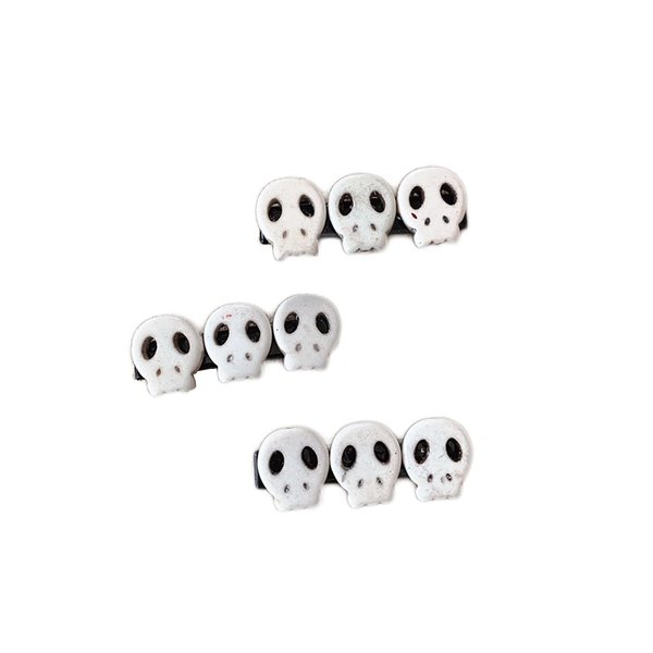 Halloween Skull Hair Clips Skeleton Hair Barrettes Clips Halloween Goth Hair Pin BHWH03 (3 PCS Set)