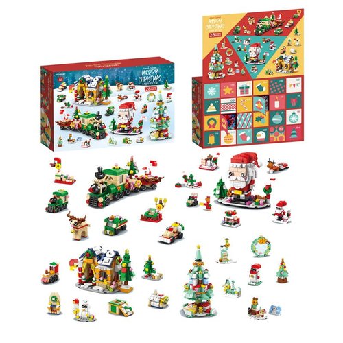 Forauzon 2024 Advent Calendar Christmas Building Set,Christmas Building Set,Each Compartment has A Different Christmas Surprise Toy, The for Kids(Style-B)