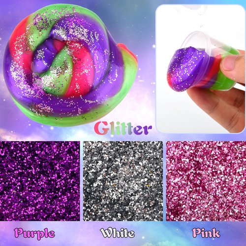 18 Pack Mini Glitter Galaxy Slimes,Party Favors for Kids Slime Cup Bulk DIY Stress Relief Putty Toy Stretchy & Non-Sticky Christmas Easter Birthday Goodie Bag Stuffer Classroom Reward for Girls Boys
