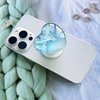 Ksadiye Moblile Phone Grip Heart Glass Holder for Smartphones and Tablets, Cell Phone Collapsible Expandiing Stand（Wave Ocean