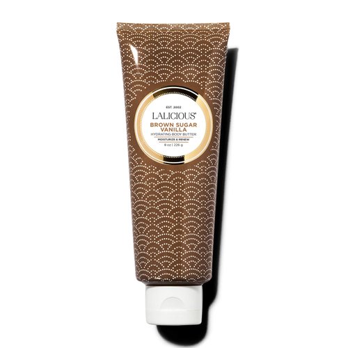 LaLicious Brown Sugar Vanilla Body Butter - Hydrating Body & Skin Moisturizing Cream with Whipped Shea Butter, Vitamin E, Cucumber Extract & Apricot Oil - No Parabens (8oz)