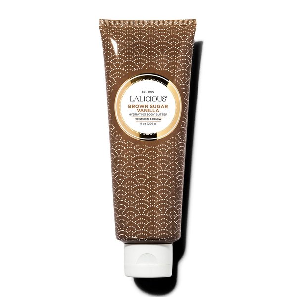 LaLicious Brown Sugar Vanilla Body Butter - Hydrating Body & Skin Moisturizing Cream with Whipped Shea Butter, Vitamin E, Cucumber Extract & Apricot Oil - No Parabens (8oz)