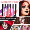 Purple Matte Lipstick Lip Stain High Pigmented Long Lasting 24H Waterproof Lip Gloss Non-sticky Non-Fading Smudge-proof Matte Liquid Lipstick for Halloween Paint Party Cosplay Goth Makeup(05# PURPLE)