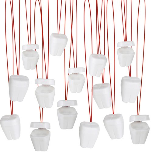 ArtCreativity Tooth Saver Necklaces, Set of 144, White Tooth Containers, Tooth Holders for Boys & Girls, Dentist Office Giveaways for Kids, Theme Party Supplies, Unique Goodie Bag Fillers