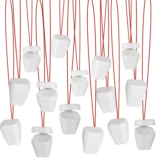 ArtCreativity Tooth Saver Necklaces, Set of 144, White Tooth Containers, Tooth Holders for Boys & Girls, Dentist Office Giveaways for Kids, Theme Party Supplies, Unique Goodie Bag Fillers