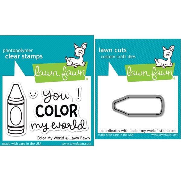 Lawn Fawn Color My World Clear Stamp and Die Set - Includes One Each of LF793 (Stamp) & LF903 (Die) - Bundle Of 2