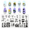 XEAOHESY 6pcs Seaside Scenery Nail Stamping Plate Nail Stamping Kit for Nails Summer Beach Coconut Trees Sunset Waves Sea Animals Image Plates Nail Stamper Kit Nail Stamping Plates for Nails