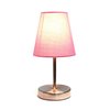 Simple Designs LT2013-PNK Mini Basic Sand Nickel Table Lamp with Fabric Shade, Pink