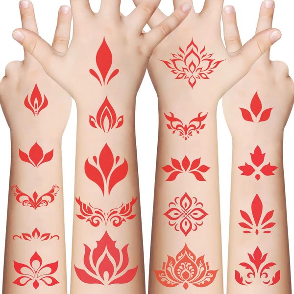 Y 10 Sheet Red Eye Makeup Temporary Tattoo Stickers Women Girls Makeup Festival Carnival Birthday Party Fake Body Tattoos for Girls Beautiful Cosmetics Theme Face Tattoos Body Tattoos