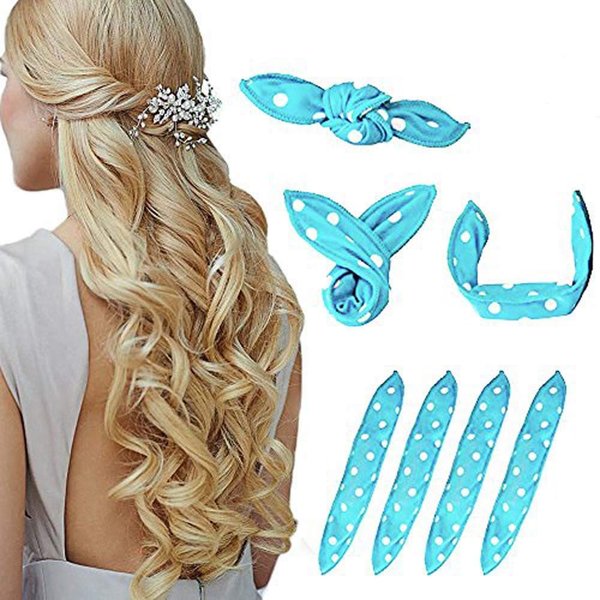 Foam Hair Curlers, Pillow Cloth Hair Rollers,No Heat Sleeping Soft Sponge Rollers for Long, Short, Thick & Thin Hair Spiral Curls Hair Styling Rollers (Blue)