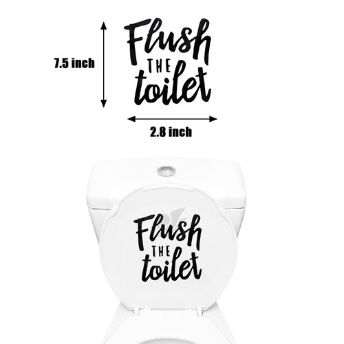 Azure Zone, Set of 2 Funny Flush The Toilet and Close The Lid Toilet Seat Sticker Decal for Bathroom