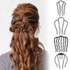4 Pcs French Twist Hair Tool Metal French Twist Hair Pin U-Shape French Twist Hair Comb French Twist Hair Clip French Twist Hair Bun Maker Side Combs Hair Styling Tool Accessories for Women Girls