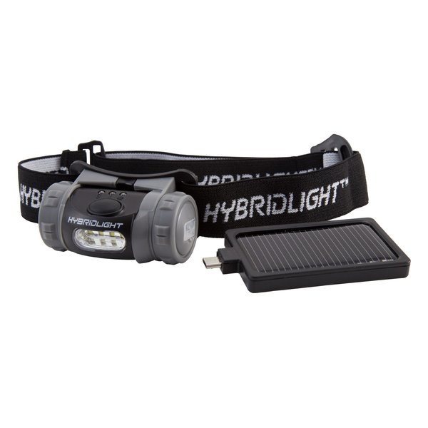 HYBRIDLIGHT Solar/Rechargeable 75 Lumen LED Head Lamp with Detachable Compact Solar Panel. Solar Panel Charges Indoors or Out. Quick Charge with Included USB Cable