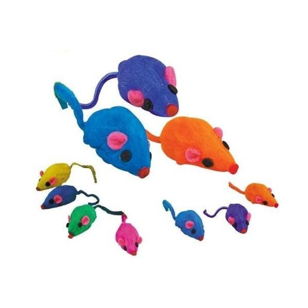 Zanies 20 x Cat Toy Rainbow Fur Mice That Rattle