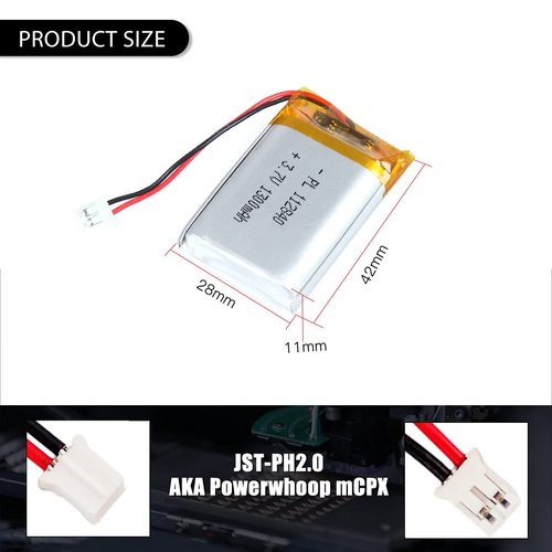 YDL 3.7V 1300mAh 112840 Lipo Battery Rechargeable Lithium Polymer ion Battery Pack with JST Connector