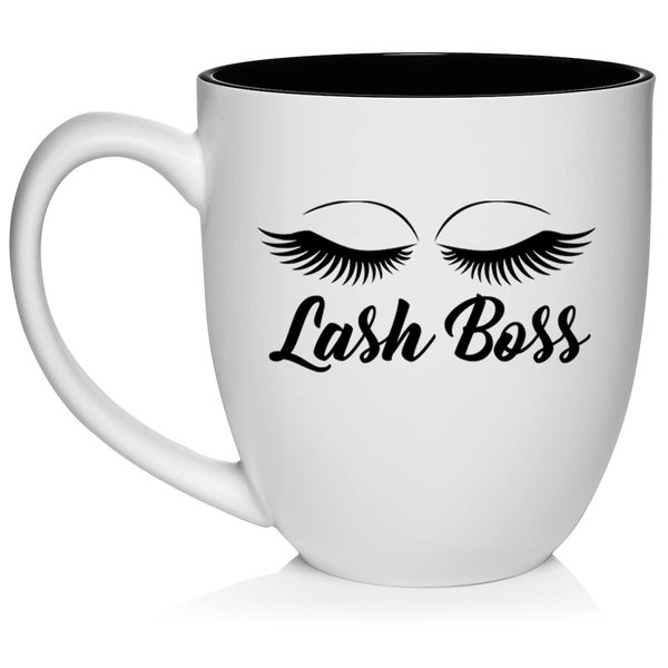 Daylor Lash Boss Makeup Lash Extension Artist Ceramic Coffee Mug Tea Cup Gift (16oz White)