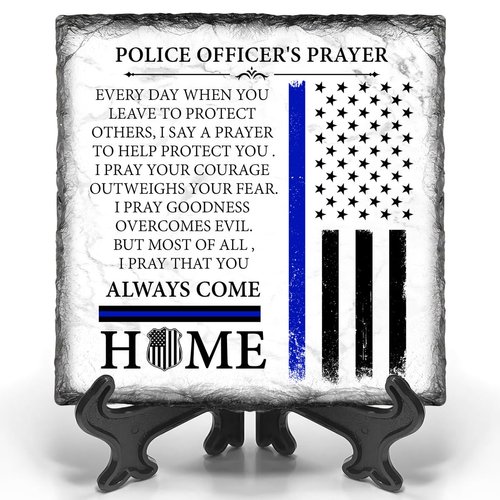 Bozspacer Police Officer Gifts - Police Graduation Gift - Police Officer Gifts For Him - Law Enforcement Gifts | Inspiring Police Gifts and Police Officer Gifts (Prayer for Policeman Plate)