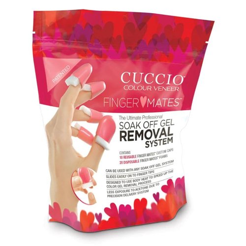 Cuccio Finger Mates Soak Off Gel Removal System - Reusable Non Latex Caps Remove Gel Nail Polish (10 Reusable Caps / 20 Foam Pads)