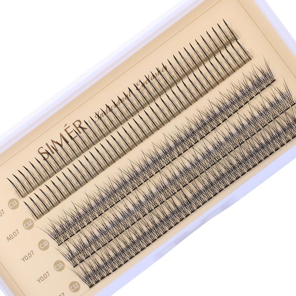 Individual Lashes 200 Clusters Eyelashes Extensions 2 Types C Curl Natural Fairy Manga Lashes 10-12mm Mixed Lashes Clusters DIY at Home (A Type & Fishtail)