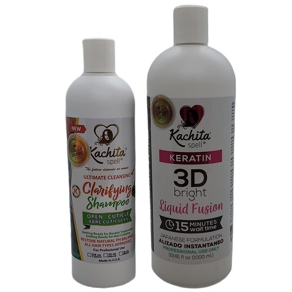 Kit Brazilian Keratin 3D IMPROVED FORMULA Treatment Hair Straighteners Hight Bright Kachita Spell + Clarify Shampoo