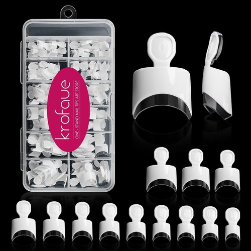 krofaue Short French Nail Tips - 120PCS Acrylic Short Nail Tips White French Fake Nail Tips Art Tips 12 Sizes Half Cover False Nails Short Wrap Edge Armor Nails with Case for Nail Extensions DIY