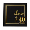 Cheers to 40 Years Cocktail Napkins - 50PK - 3-Ply 40th Birthday Napkins 5x5 Inches Disposable Party Napkins Paper Beverage Napkins for 40th Birthday Decorations Wedding Anniversary Black and Gold