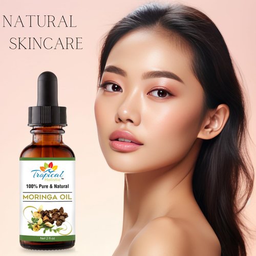 Tropical Holistic Moringa Oil - Cold-Pressed, Unrefined, Vegan Hair & Skin Oil - All Natural 100% Pure Organic Non-GMO - Aceite de Moringa Para Las Arrugas