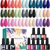 phoenixy 24 PCS Gel Nail Polish Set, Spring 21 Colors 8ml Gel Nail Polish Kit with Base Glossy Matte Top Coat Black Gray Red Nail Polish Set Nail Kit Gifts for Women