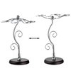 MyGift 6-Hook Countertop Wine Glass Holder, Artistic Freestanding Silver Tone Metal Stemware Rack with Elegant Scrollwork Design