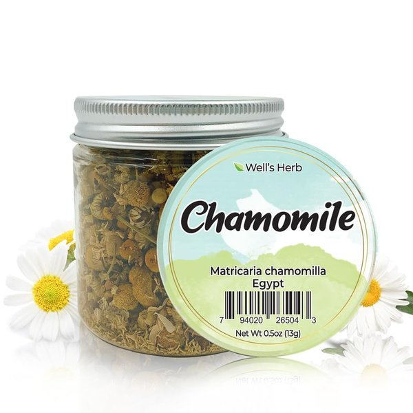 Well's Herb Dried Chamomile | 0.5 oz. | 100% Natural | Perfect for Herbal-Infused Hair Oil | for Hair & Skin Oil DIY | Chamomile Herb