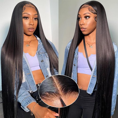 JIETAI 6x5 Wear and Go Glueless Wig 200% Density Straight Lace Front Wigs Human Hair Glueless Wigs Human Hair Pre Plucked Pre Cut HD Lace Frontal Wigs for Women 26 Inch