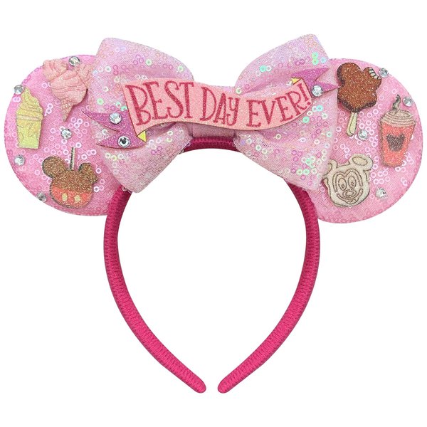 Trnerm Mouse Ears Birthday Headband for Women Girls Park Ears, Pink Mouse Ears Headband