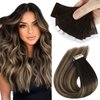Sunny Hair Ombre Tape in Hair Extensions Real Human Hair Ombre Black Tape in Extensions Human Hair Natural Black to Dark Brown with Ash Brown Human Hair Tape Extensions Ombre 10pcs 24inch